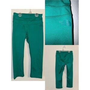 The North Face Womens Teal Active Capri Leggings XS Wide Waistband Workout Pants